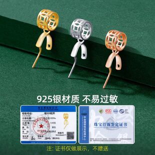 高档S925纯银万能吊坠扣头项链斜孔玉坠扣翡翠佛公夹扣配件卡扣女