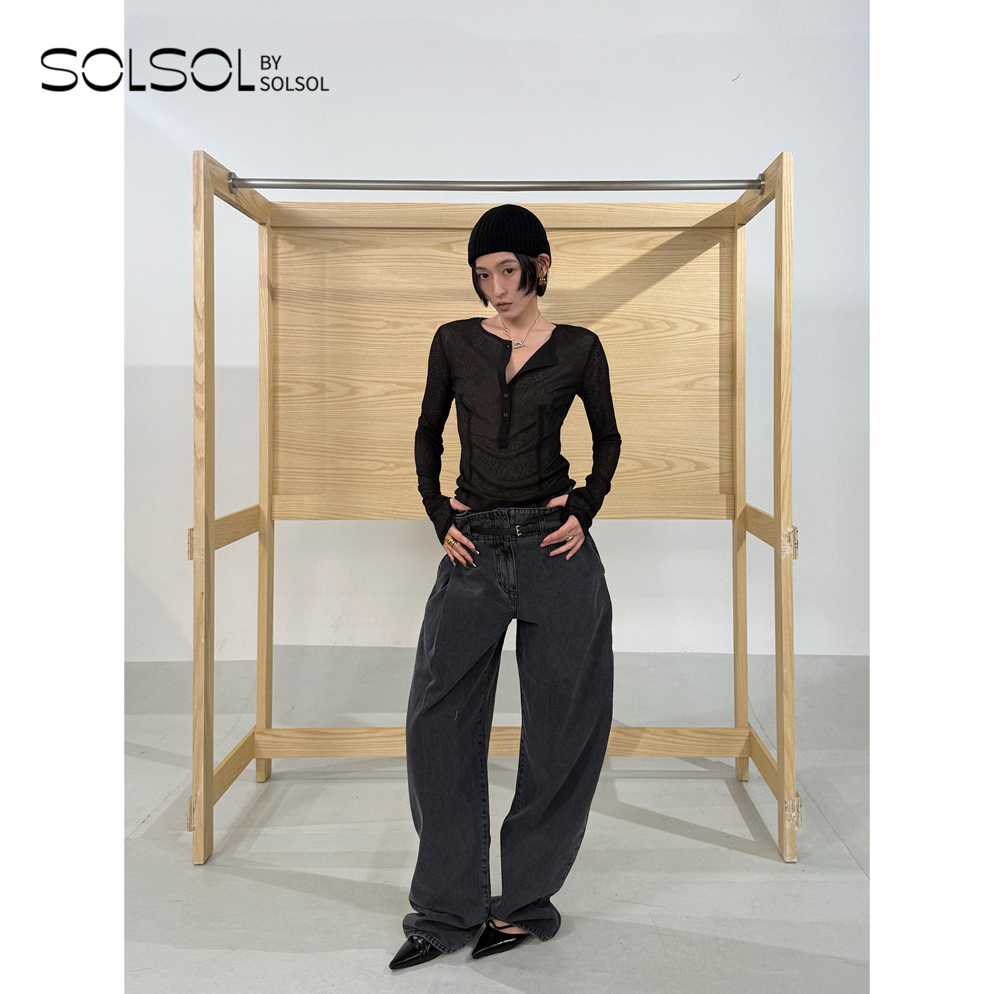 YCH 设计师品牌 25早秋新品 修身束腰牛仔裤 SOLSOL买手店