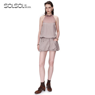 26早春新品 设计师品牌 拼接真丝轻薄花苞背心SOLSOL WAAG OUDE