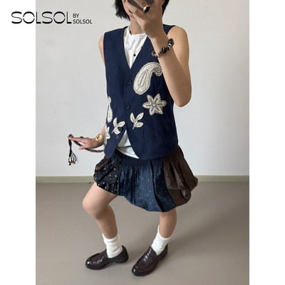 RAWSTONE秋冬小花树叶流苏马甲