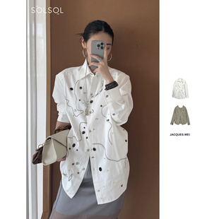 JACQUES WEI 设计师品牌  25春夏新款 虎眼石钉珠衬衫 SOLSOL