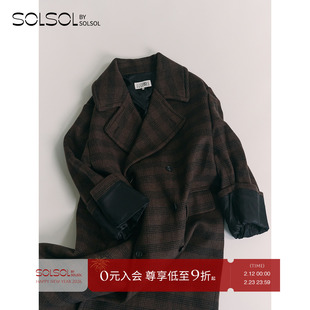 MM6 设计师品牌 25秋冬新品 威尔士格纹门襟大衣 SOLSOL