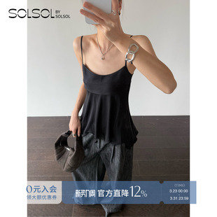 26春夏新款 设计师品牌 缎面拼接蕾丝吊带背心SOLSOL WEI JACQUES