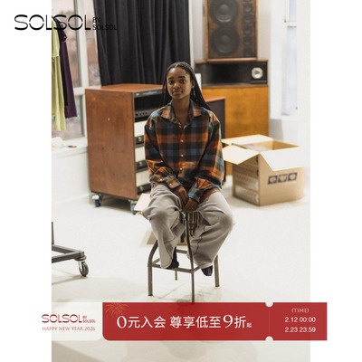 BASERNG休闲纯棉格纹有机棉衬衫