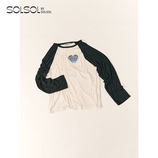T恤 设计师品牌 我爱YY插肩袖 SOLSOL 26早春新品 OPEN