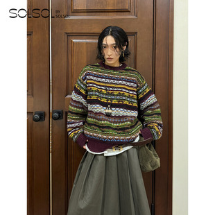 粗支虚线提花大毛衣 SWAYING 25秋冬新品 设计师品牌 SOLSOL KINT