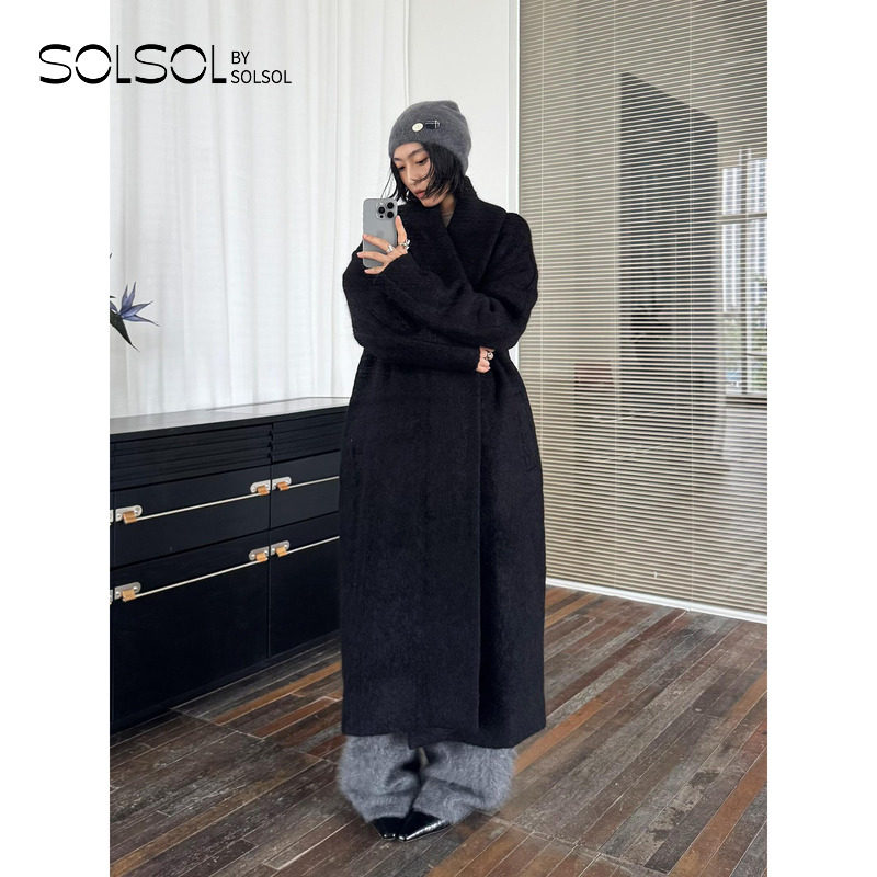 RUOHAN 设计师品牌 25秋冬新品 羊驼毛茧形长款呢子大衣 SOLSOL