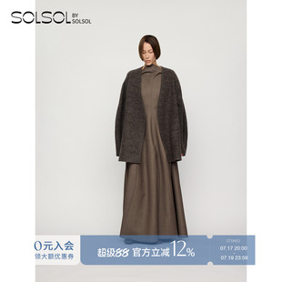 RUOHAN 设计师26早秋新品COCOON岩灰色羊驼毛茧形短款大衣 SOLSOL