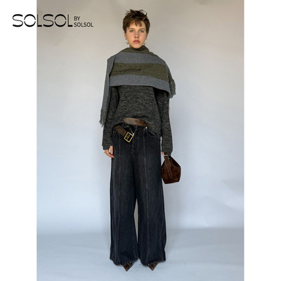 COTEMP 设计师品牌  25秋冬新品 复古做旧阔腿牛仔裤 SOLSOL