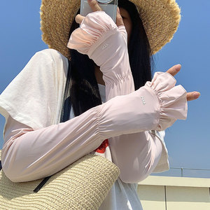 2026新款荷叶边宽松冰丝防晒袖套女夏开车骑行护手臂防紫外线冰袖