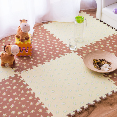 明德爬行垫仿木纹草坪纹田园风碎花点点泡沫垫大小互拼送边