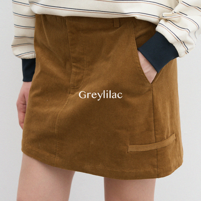 Greylilac 复古灯芯绒A字短裙女新款宽松廓形半身裙子休闲设计感