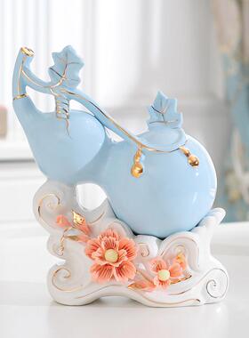 葫芦摆设陶瓷摆件装饰品电视酒柜送礼玄关客厅卧室房间简约艺术品