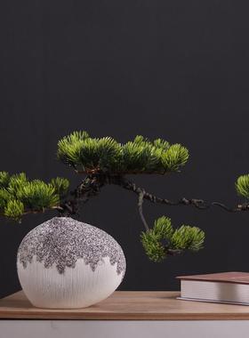 新中式禅意陶瓷拉丝花瓶花艺仿真枯枝摆件客厅软装插花餐桌装饰