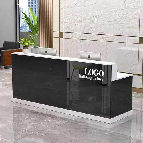 公司前台接待台彷大理石烤漆柜台简约店铺收银台迎宾台小吧台