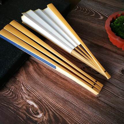 7寸8寸95寸18方水磨玉竹宣纸折扇竹扇骨空白洒金超薄扇面文玩扇