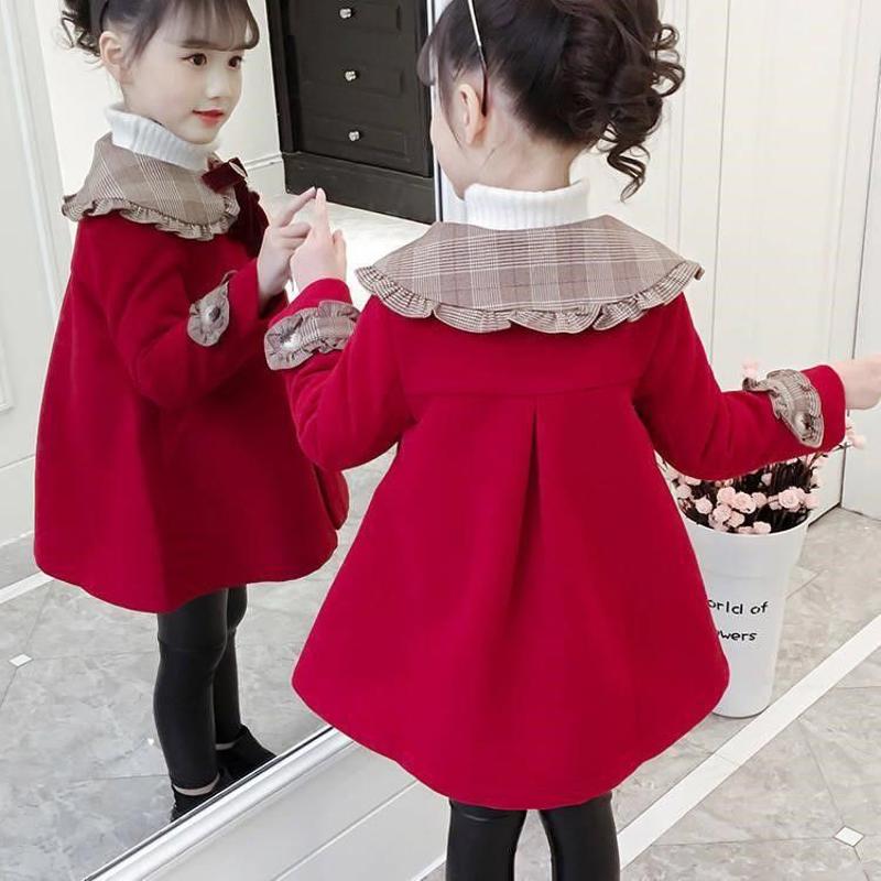 女童呢子外套2026新款中长款秋冬款潮韩版加厚中大儿童洋气呢大衣