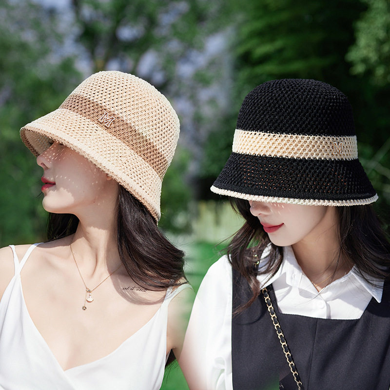 夏季帽子针织遮阳防晒户外休闲旅游小盆帽女士新款水桶帽