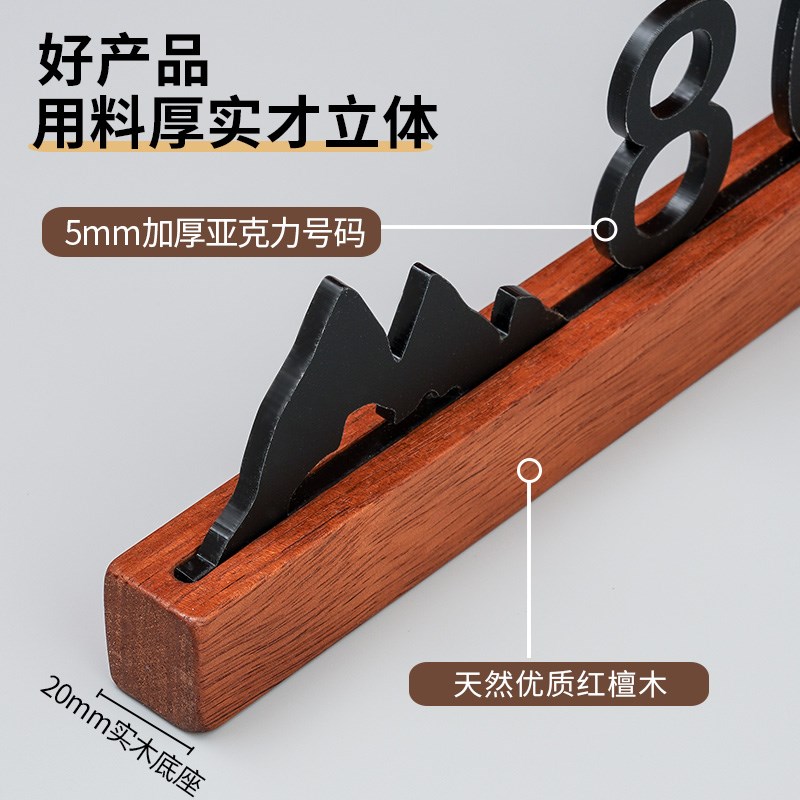 现货速发门牌号码牌家用轻奢创意高级感入户感应灯木质标识牌酒店
