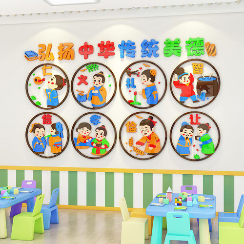 幼儿园环创主题墙成品国s学传统美德文化布置教室走廊楼梯墙面装