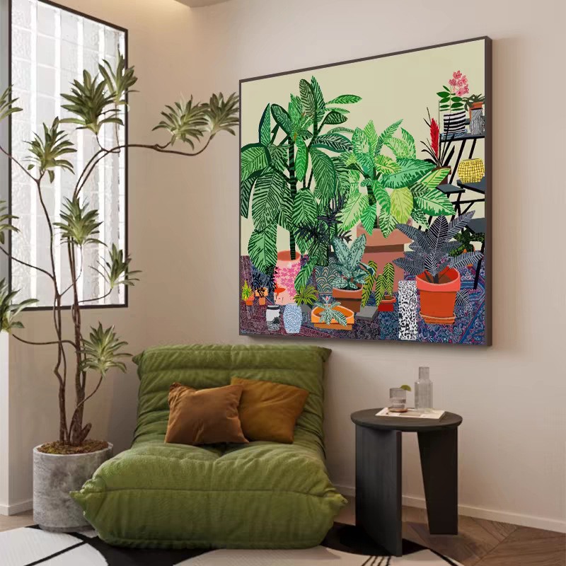 轻奢艺术客厅玄关装饰画抽象花卉酒店客房卧室餐厅挂画背景墙壁画图片
