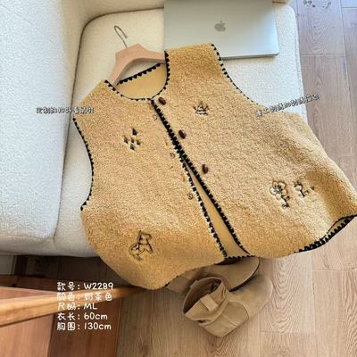 小文姐 W2289-原创叠穿通勤百搭休闲咖马甲外穿背心上衣女.