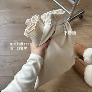 W1027 休闲百搭高腰宽松直筒裤 春季 韩版 加绒加厚奶奶裤 小文姐