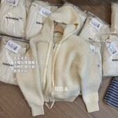 小文姐 甜美毛衣外套上衣女 纯色连帽抽绳拉链长袖 W0712 冬季