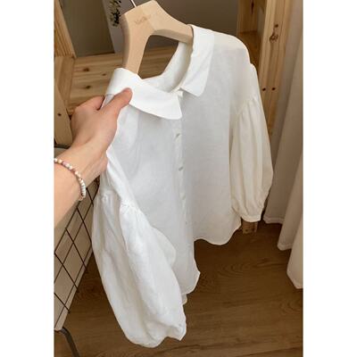 小文姐 W1373-设计感通勤女款文艺淑女长袖衬衫气质宽松显瘦上衣