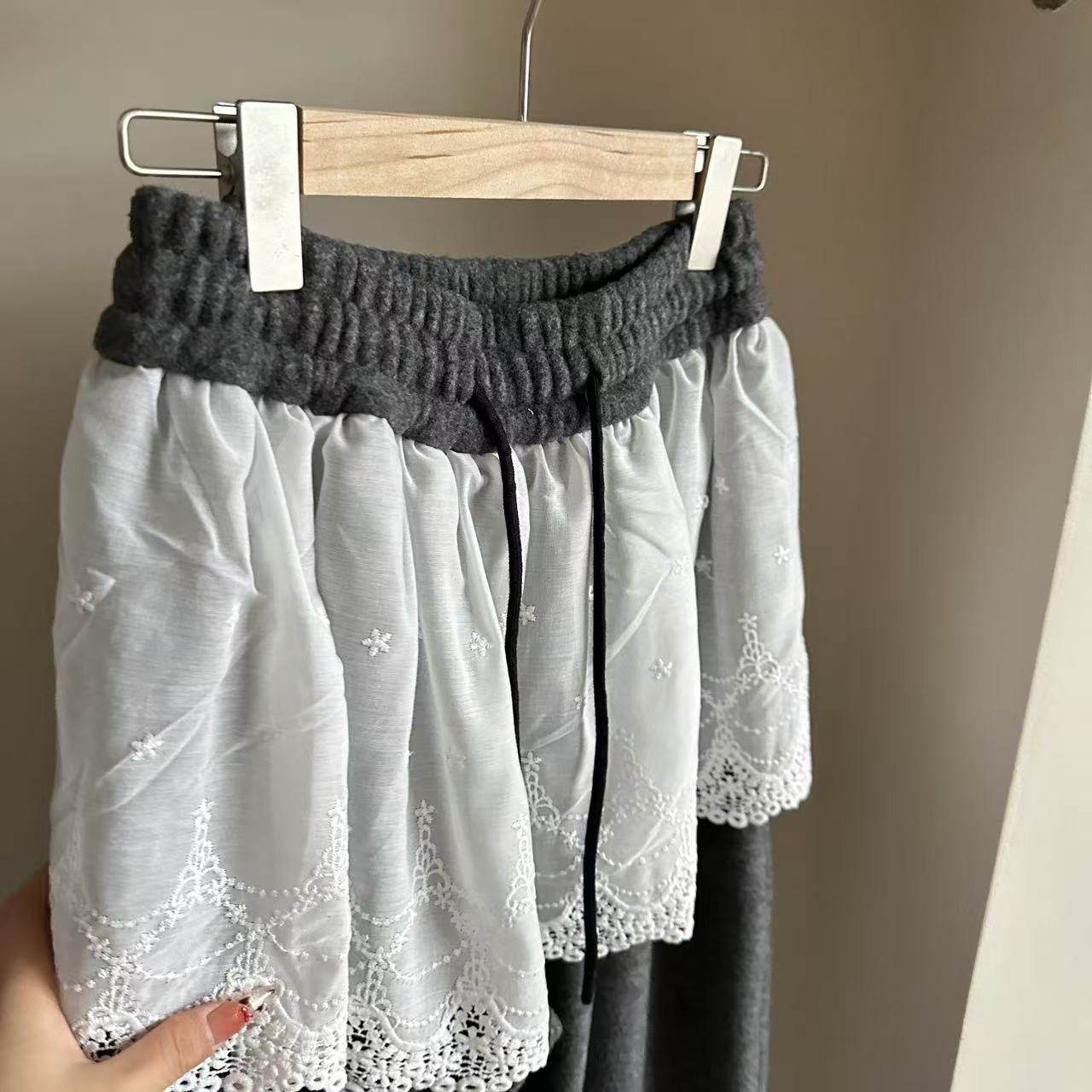 小文姐 W0975-韩系甜美蕾丝保暖直筒卫裤女高腰加绒休闲阔腿裤,女装/女士精品,休闲裤,淘宝优惠券,粉丝福利购,淘宝优惠卷