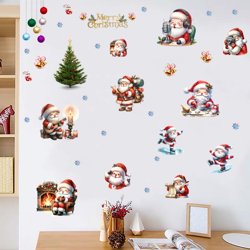 创意圣诞节装饰门贴圣诞树儿童房客厅商店橱窗氛围感自粘墙贴画图片