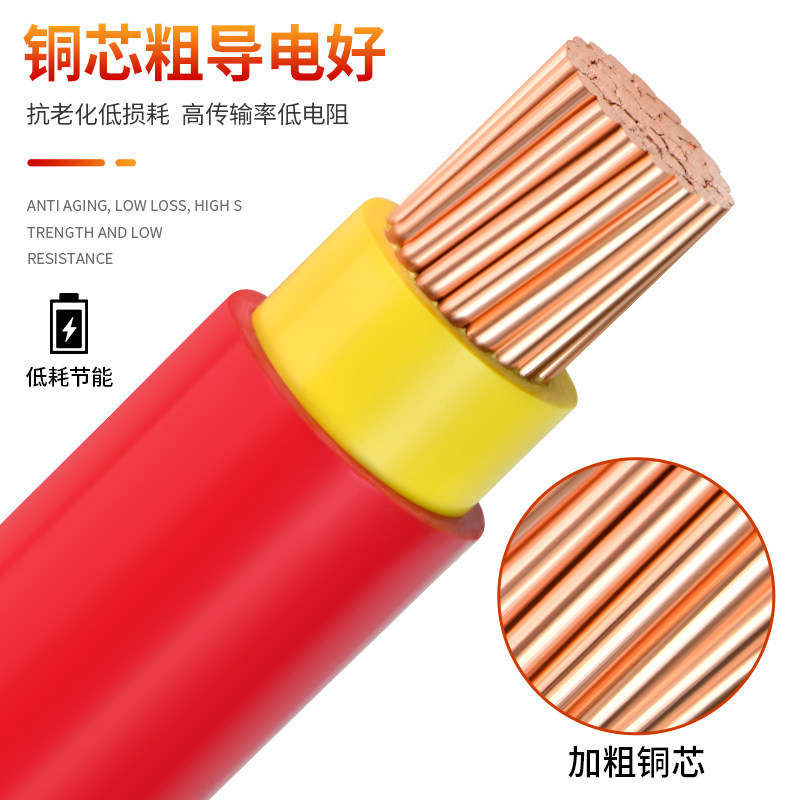 金联宇国标BVV双皮多股硬线70 95 120 150平方纯铜芯阻燃家装电线