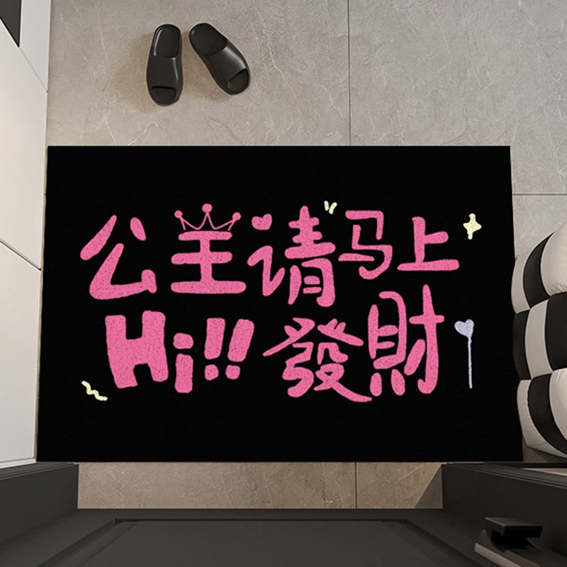 网红公主入户门地垫丝圈家用门口玄关脚垫进门防滑耐脏门垫可裁剪