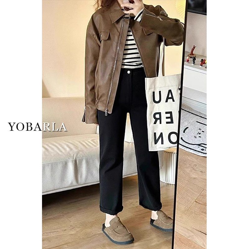 黑色直筒牛仔裤女春季新款大码胖mm梨形身材显瘦窄版九分烟管裤子