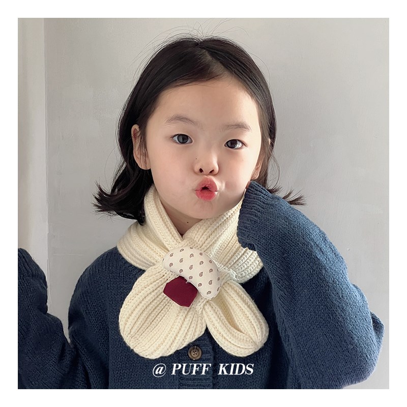 宝宝围巾秋冬季可爱蘑菇婴幼儿针织护颈巾男女童保暖防寒交叉围脖