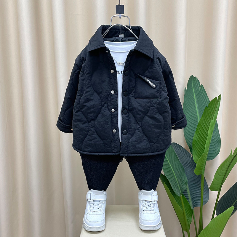 男童轻薄棉衣2022秋冬新款儿童棉服夹棉衬衫洋气加厚宝宝外套衣服