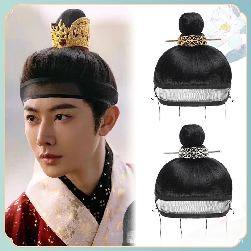 古装汉服一体网纱束发假发男明制网巾抹额懒人女假发套cos全头套