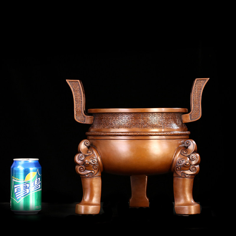 匠泽铜魂 紫铜楚大鼎摆件铜鼎工艺品办公室装饰品纯铜鼎仿古摆设