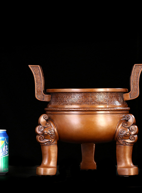 匠泽铜魂 紫铜楚大鼎摆件铜鼎工艺品办公室装饰品纯铜鼎仿古摆设