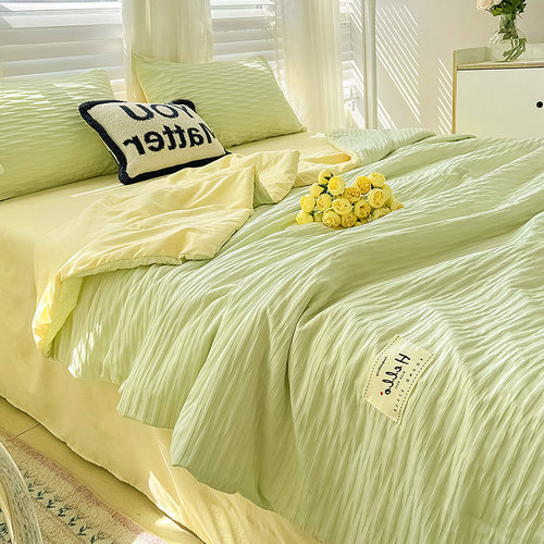 泡泡纱空调夏凉被子四件套夏季夏天被芯夏被宿舍非全棉纯棉可机洗