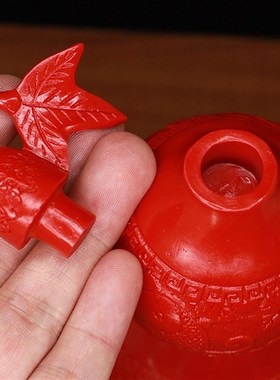 天然红朱砂八卦葫芦摆件家居办公摆台客厅书架摆饰桌面饰品工艺品