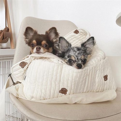 宠物外出包韩国斜跨单肩包简约轻便便携猫咪狗狗背包小型犬带垫板