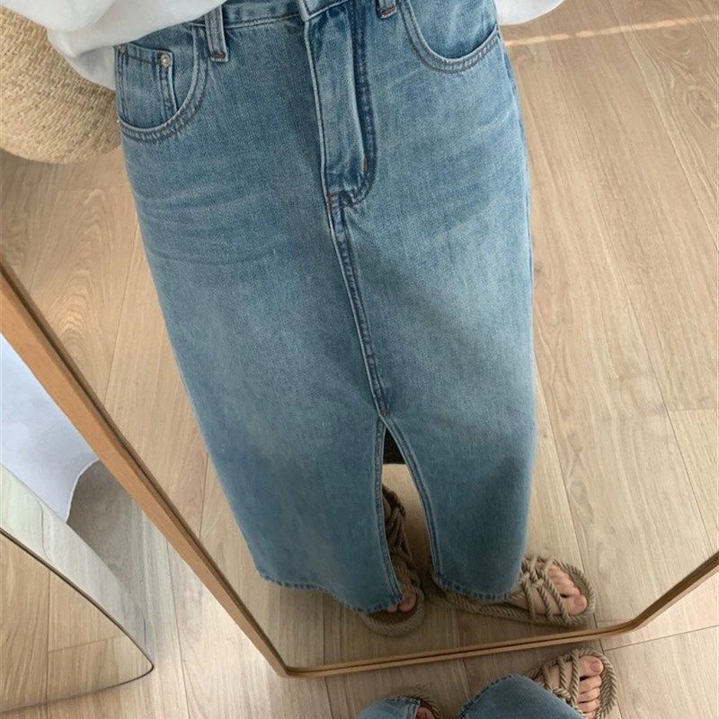 大碗plus定制大码女装微胖浅蓝色前开叉高腰牛仔夏宽松显瘦半身裙,女装/女士精品,大码半身裙,淘宝优惠券,粉丝福利购,淘宝优惠卷