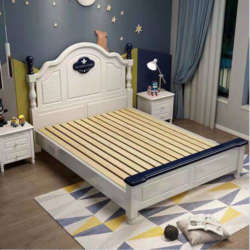 重庆儿童彩色实木床环保无甲醛橡胶木双人床小户型男童单人床1米2