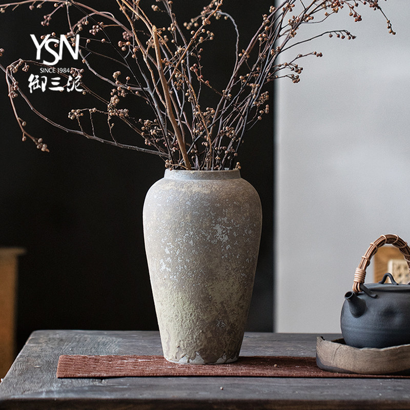 御三泥手工粗陶花器多肉陶罐陶艺干花装饰摆件花瓶复古茶室禅意瓶,家居饰品,家饰软装搭配套装,淘宝优惠券,粉丝福利购,淘宝优惠卷