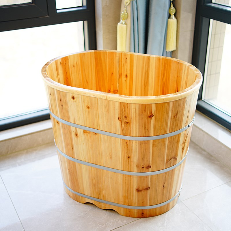 木桶浴桶加高小空间全身实木浴缸家用沐浴木盆成人泡澡木桶洗澡桶