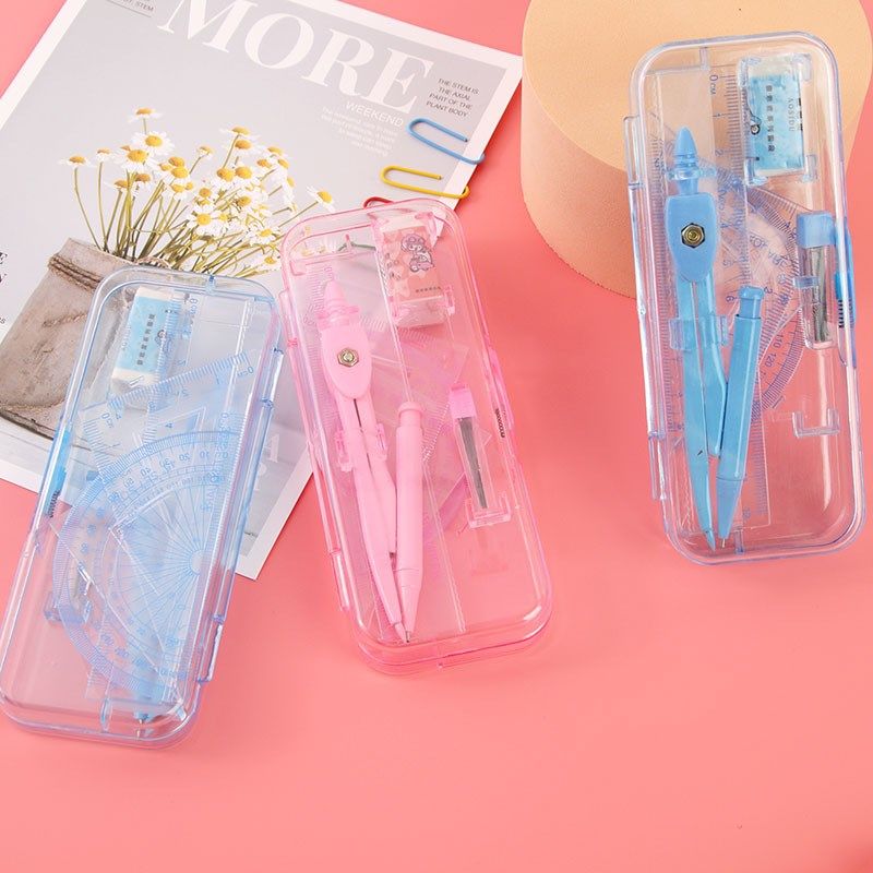 r学习用品 学生圆规7件套装文具几何绘图工具金属圆规