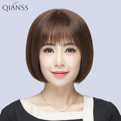 中老年真人发丝波波头透气假发