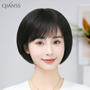假发全头套女真人发偏分波波头短发自然减龄仿真中老年妈妈全头套