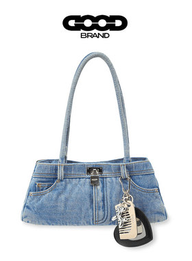 【于文文/曾可妮同款】GOODBRAND 水洗做旧蓝色牛仔包设计感包包
